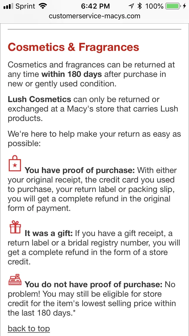 What is Macy'S Perfume Return Policy
